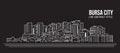 Cityscape Building Line art Vector Illustration design - Bursa city