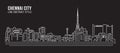 Cityscape Building Line art Vector Illustration design - Chennai city