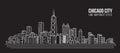 Cityscape Building Line art Vector Illustration design - Chicago city Royalty Free Stock Photo