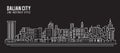 Cityscape Building Line art Vector Illustration design - Dalian city