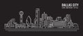 Cityscape Building Line art Vector Illustration design - Dallas City Royalty Free Stock Photo