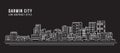 Cityscape Building Line art Vector Illustration design - Darwin city Royalty Free Stock Photo