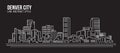 Cityscape Building Line art Vector Illustration design - Denver city Royalty Free Stock Photo