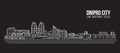 Cityscape Building Line art Vector Illustration design - Dnipro city Royalty Free Stock Photo