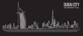 Cityscape Building Line art Vector Illustration design (Dubai city) Royalty Free Stock Photo