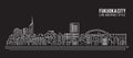 Cityscape Building Line art Vector Illustration design - Fukuoka city