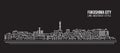 Cityscape Building Line art Vector Illustration design - Fukushima city