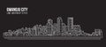 Cityscape Building Line art Vector Illustration design - Gwangju city Royalty Free Stock Photo