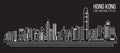 Cityscape Building Line art Vector Illustration design (Hong kong city )