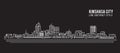 Cityscape Building Line art Vector Illustration design - Kinshasa city