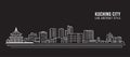 Cityscape Building Line art Vector Illustration design - kuching city