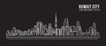 Cityscape Building Line art Vector Illustration design - kuwait city