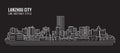 Cityscape Building Line art Vector Illustration design - Lanzhou city Royalty Free Stock Photo