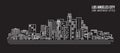 Cityscape Building Line art Vector Illustration design - Los Angeles City