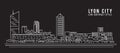 Cityscape Building Line art Vector Illustration design - Lyon city Royalty Free Stock Photo