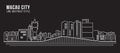 Cityscape Building Line art Vector Illustration design - Macau city Royalty Free Stock Photo