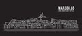 Cityscape Building Line art Vector Illustration design - Marseille city