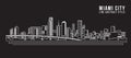 Cityscape Building Line art Vector Illustration design - Miami city Royalty Free Stock Photo