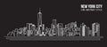 Cityscape Building Line art Vector Illustration design - new york city Royalty Free Stock Photo