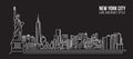 Cityscape Building Line art Vector Illustration design - new york city Royalty Free Stock Photo