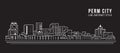 Cityscape Building Line art Vector Illustration design - Perm city