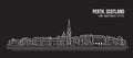 Cityscape Building Line art Vector Illustration design -  Perth city ,Scotland Royalty Free Stock Photo