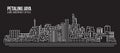 Cityscape Building Line art Vector Illustration design - Petaling jaya city