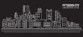 Cityscape Building Line art Vector Illustration design - Pittsburgh City