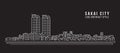 Cityscape Building Line art Vector Illustration design - Sakai city