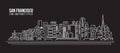 Cityscape Building Line art Vector Illustration design - san francisco city Royalty Free Stock Photo