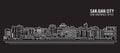 Cityscape Building Line art Vector Illustration design - San juan city