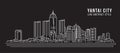 Cityscape Building Line art Vector Illustration design - Yantai city Royalty Free Stock Photo