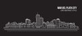 Cityscape Building panorama Line art Vector Illustration design - Mar del plata city