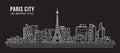 Cityscape Building panorama Line art Vector Illustration design -paris city Royalty Free Stock Photo