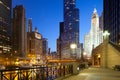 Cityscape of buildings around the Chicago River