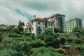 Cityscape with buildings on top of hill