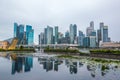 Cityscape of business district. View from Marina Bay Sands, Singapore. Royalty Free Stock Photo