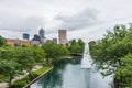 Cityscape from Canal Walk in Indianapolis, Indiana Royalty Free Stock Photo