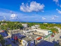 Cityscape caribbean ocean and beach panorama view Playa del Carmen