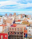 Cityscape Cartagena colorful houses mountains