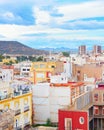 Cityscape Cartagena colorful houses mountains