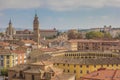Cityscape with the cathedral and bullring of Tarazona Royalty Free Stock Photo