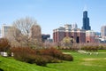 Cityscape of Chicago with Hutchinson Athletic Field Royalty Free Stock Photo