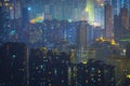 Cityscape of Chongqing in China illuminated at night . Royalty Free Stock Photo