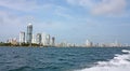 Cityscape of the city of Cartagena de Indias from the sea. Cartagena de Indias, Colombia Royalty Free Stock Photo