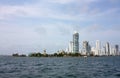 Cityscape of the city of Cartagena de Indias from the sea. Cartagena de Indias, Colombia Royalty Free Stock Photo