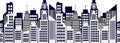 Cityscape, city houses seamless border, urban multi-story building, municipal background, town frame, flat drawing. High-rise