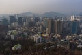 Cityscape and city view around Namsan Park and Namsan trails during winter evening at Yongsan-gu , Seoul South Korea : 6 February Royalty Free Stock Photo