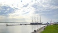 Cityscape coast and landscape dike panorama of Bremerhaven Germany