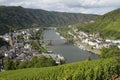 Cityscape of Cochem high view from the Castle with Mosel river.